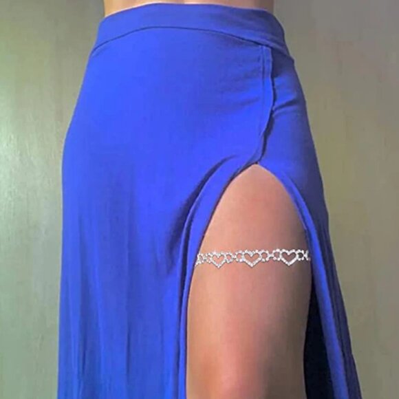 Rhinestone Multiple Hearts Thigh Chain - Picture 1 of 4